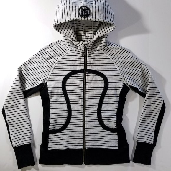 lululemon athletica Tops - Lululemon Scuba Hoodie, Black & White Stripped